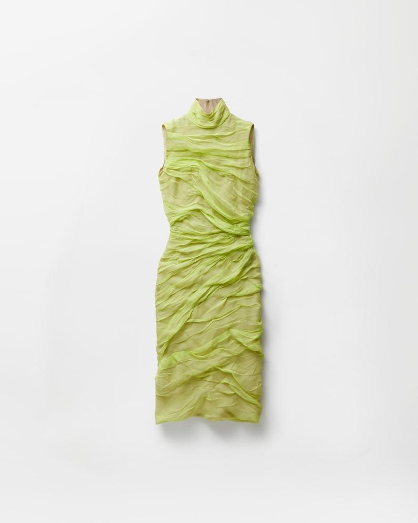 silk-chiffon draped midi dress by VERSACE