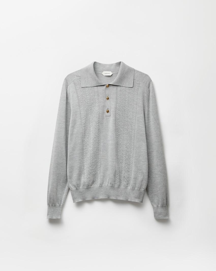 silk-cotton knit polo by VERSACE