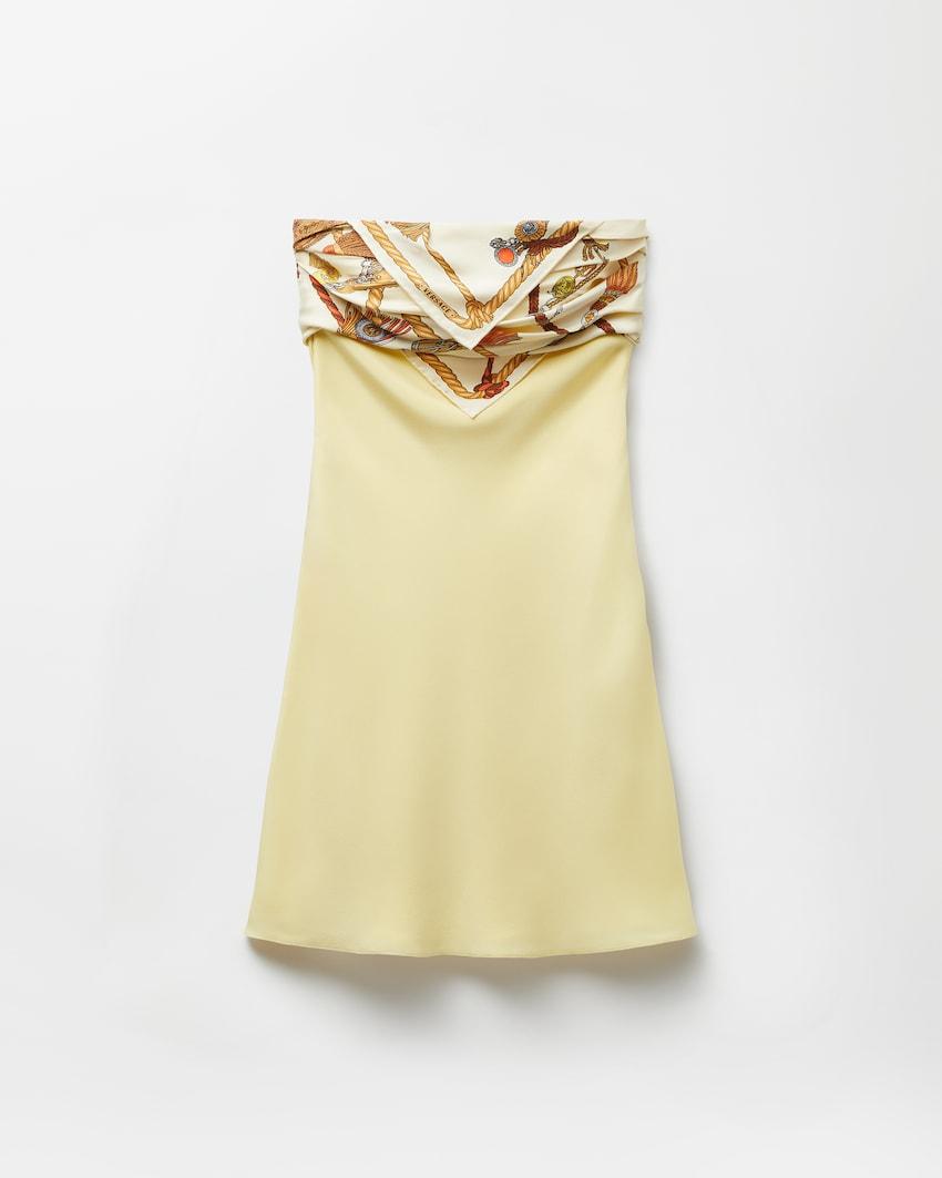 silk crepe marocaine strapless mini dress by VERSACE