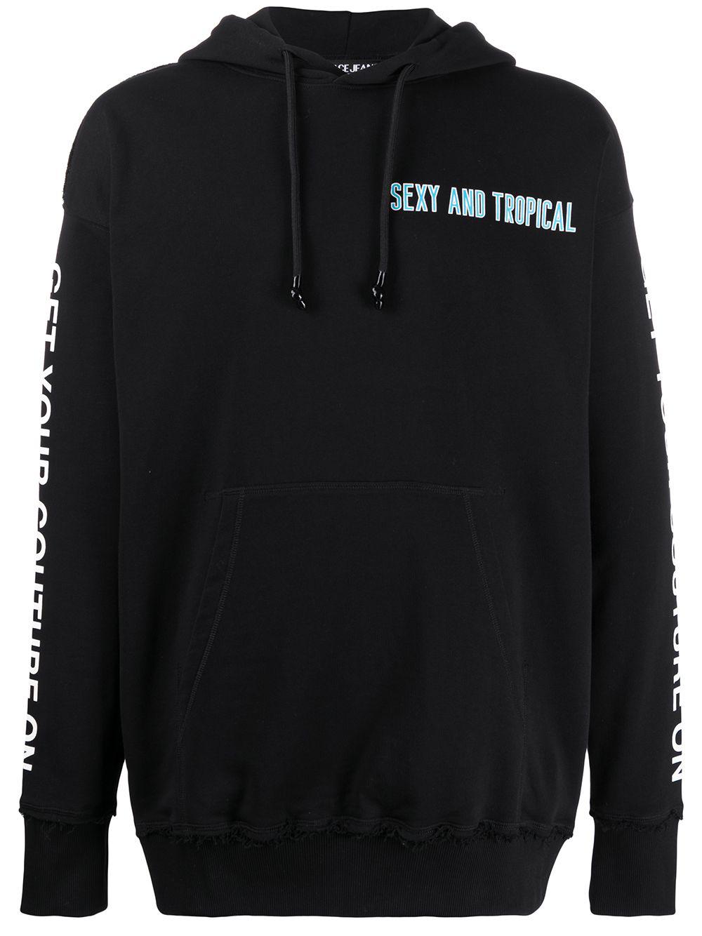 slogan drawstring hoodie by VERSACE