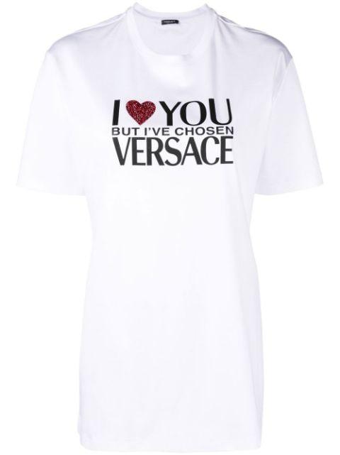slogan-print T-shirt by VERSACE