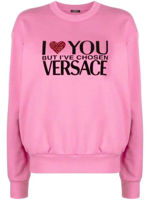 slogan-print crew-neck sweatshirt by VERSACE