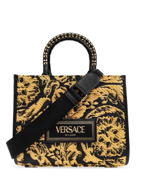 small Barocco Athena raffia tote bag by VERSACE