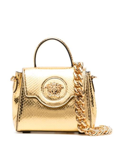 small La Medusa python-effect tote bag by VERSACE