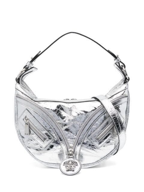 small Repeat metallic-effect shoulder bag by VERSACE