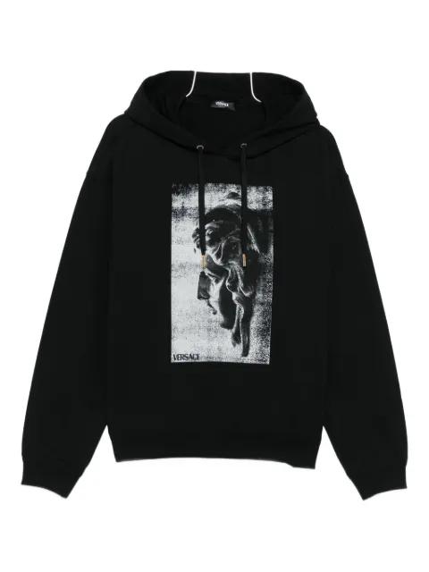 statue-print cotton hoodie by VERSACE