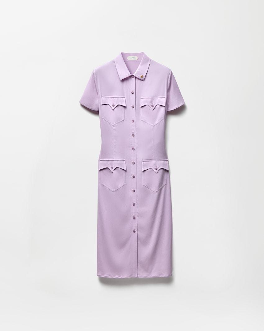 stretch georgette viscose midi dress by VERSACE