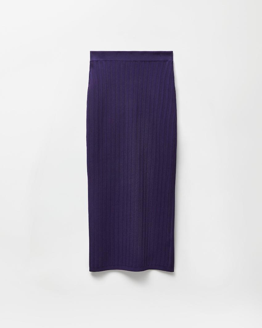 stretch viscose mesh ribbed knit midi skirt by VERSACE