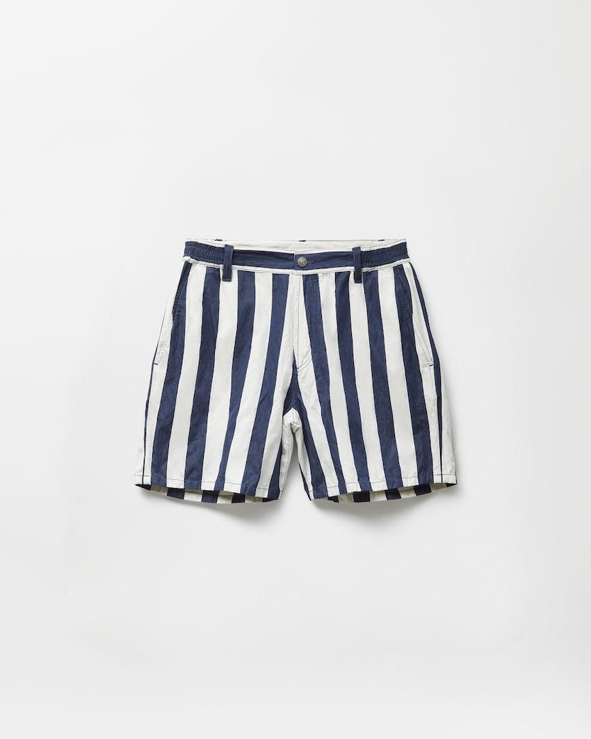 striped cotton denim shorts by VERSACE