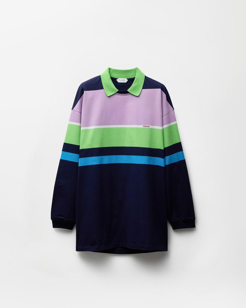 striped cotton-jersey mini dress by VERSACE