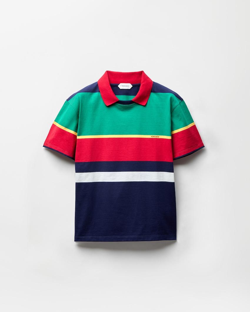 striped cotton-jersey t-shirt by VERSACE
