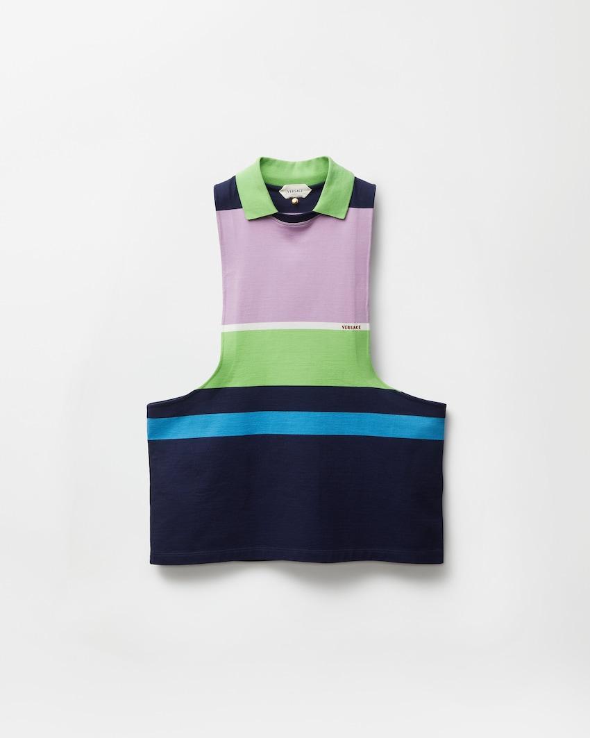 striped cotton-jersey tank top by VERSACE