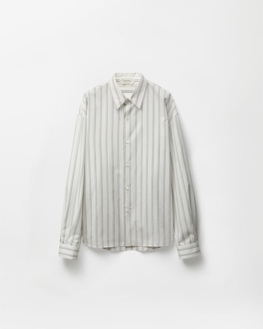 striped cotton-poplin loose shirt by VERSACE