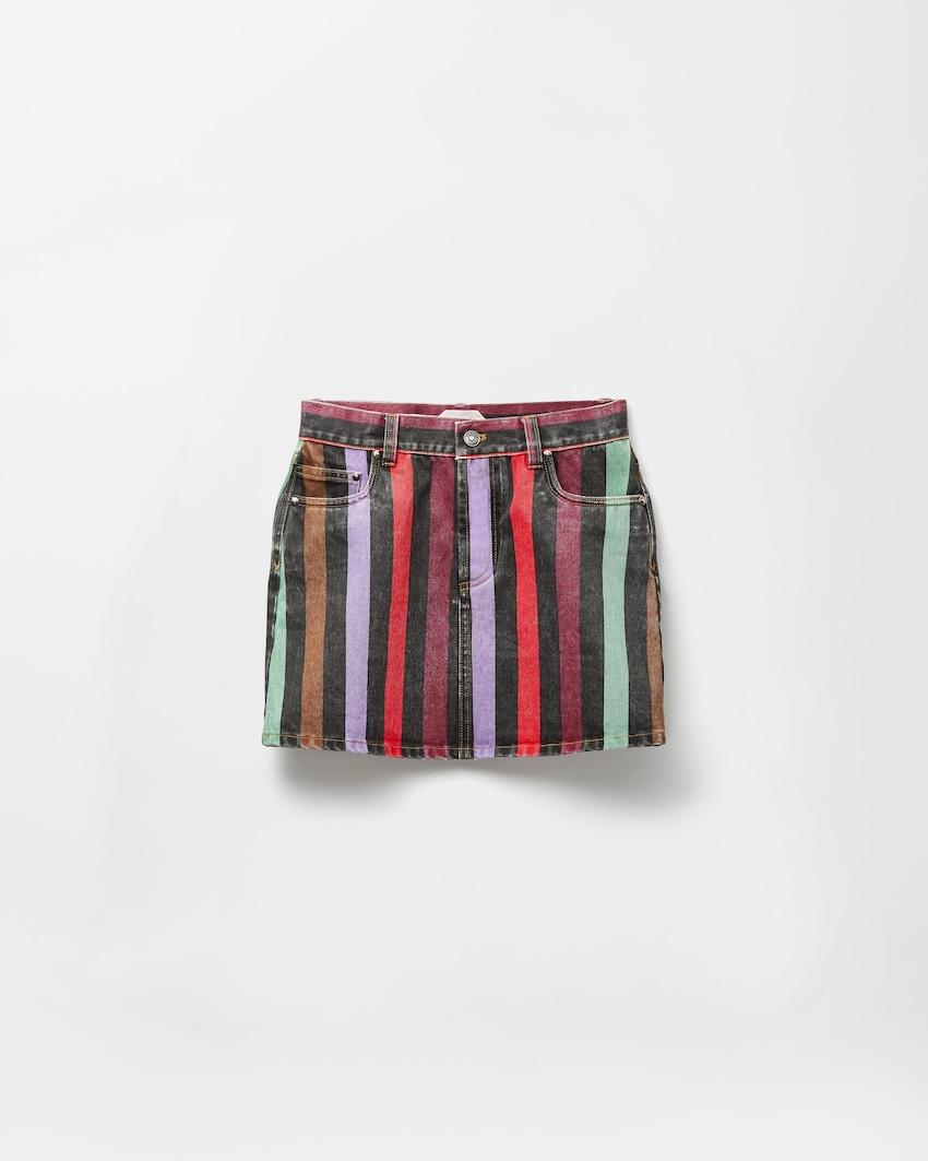 striped denim mini skirt by VERSACE