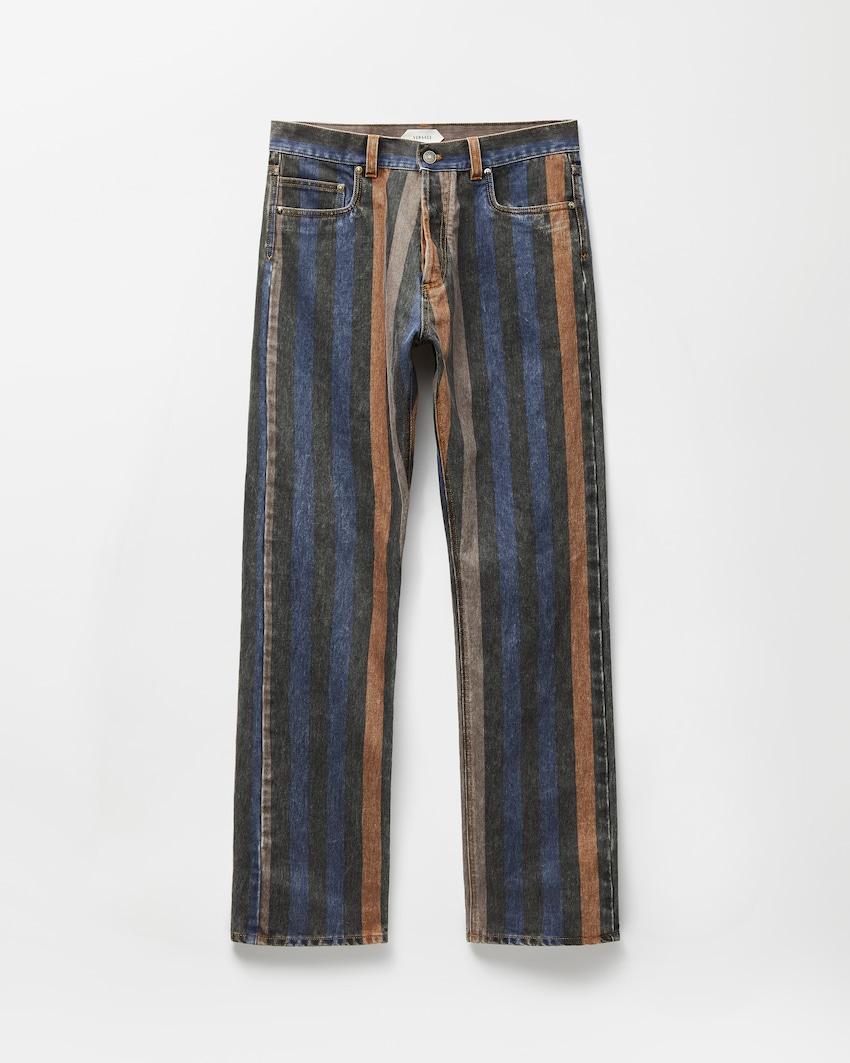 striped straight jeans by VERSACE