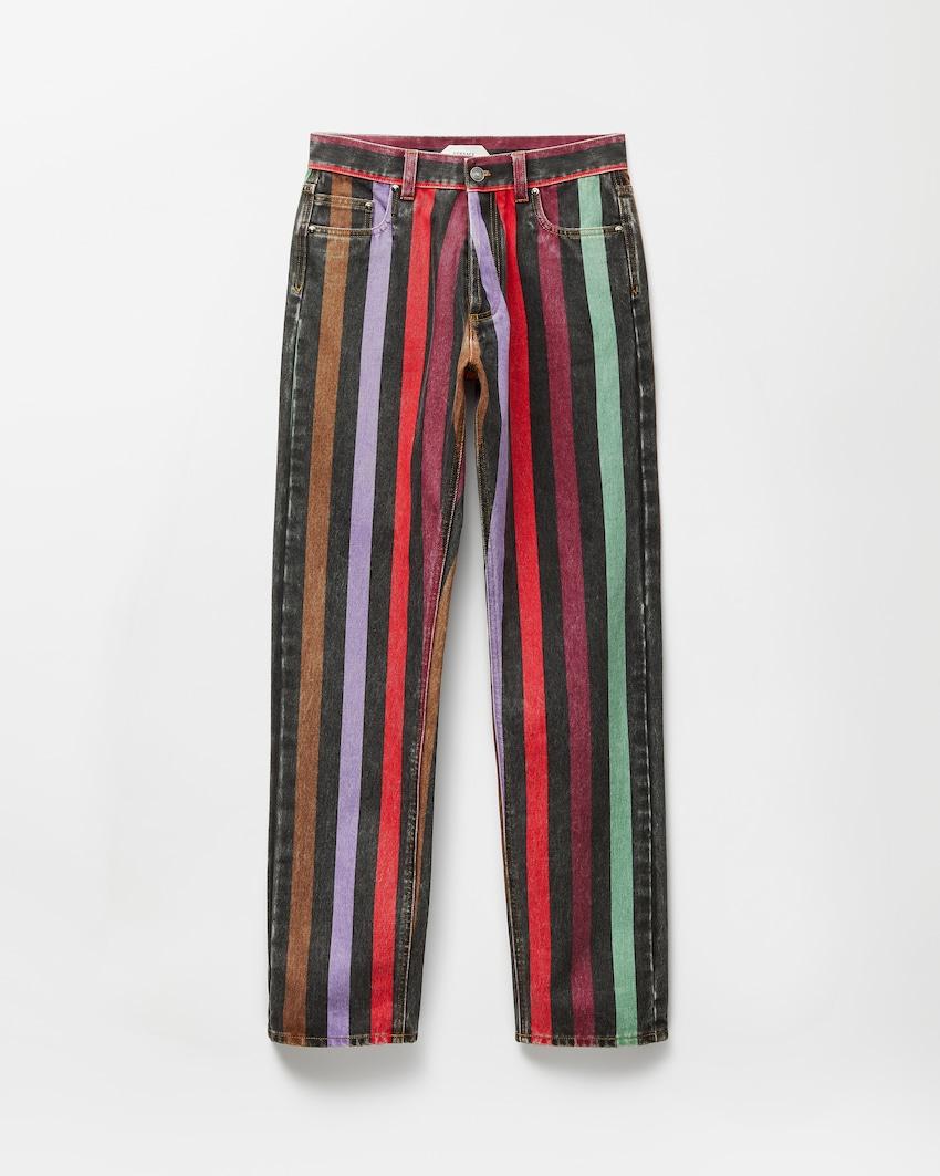 striped straight jeans by VERSACE