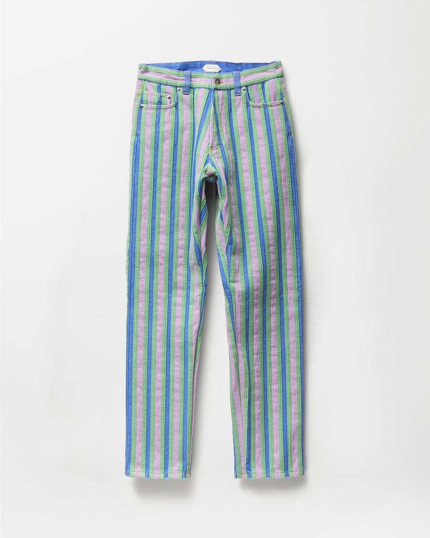 striped straight jeans by VERSACE