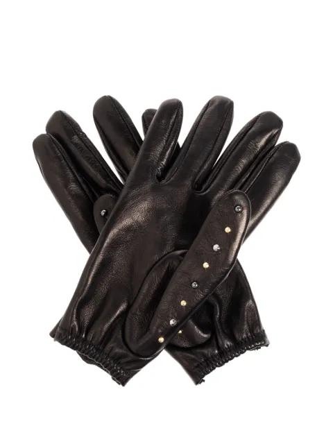 studded leather gloves by VERSACE