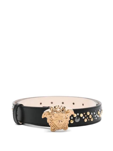 studded medusa leather belt by VERSACE