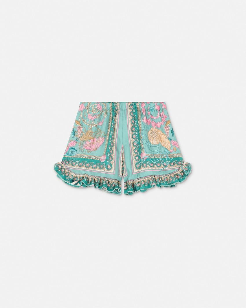 underwater barocco ruffled silk kids shorts by VERSACE