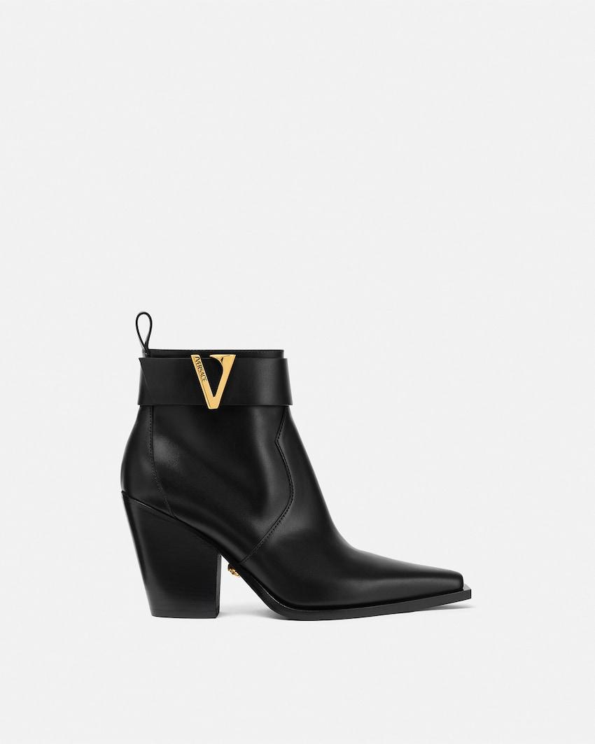 v leather ankle boots 85 mm by VERSACE