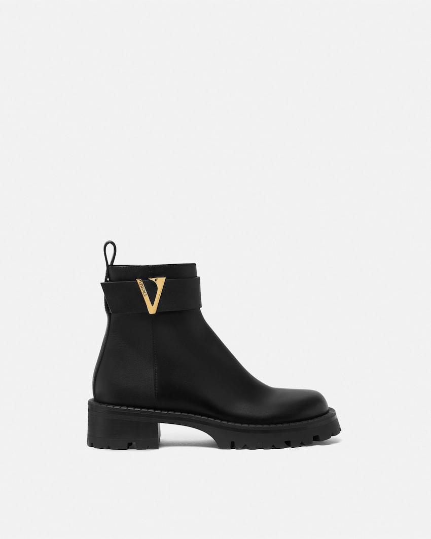 v leather ankle boots by VERSACE