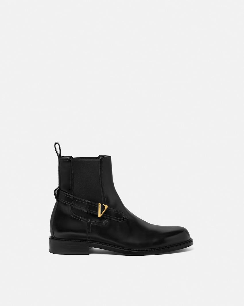 v leather chelsea boots by VERSACE