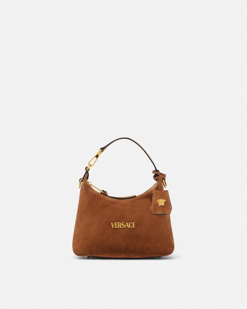 versace tag suede hobo bag by VERSACE