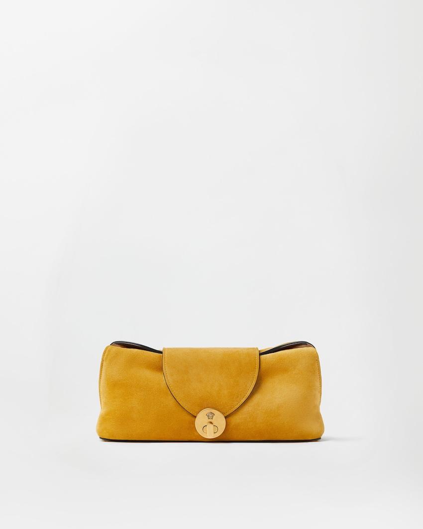 vivian suede clutch by VERSACE