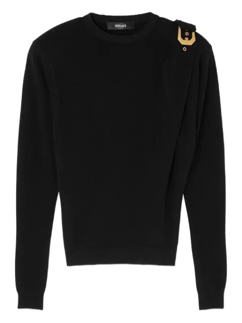 wool buckle sweater by VERSACE