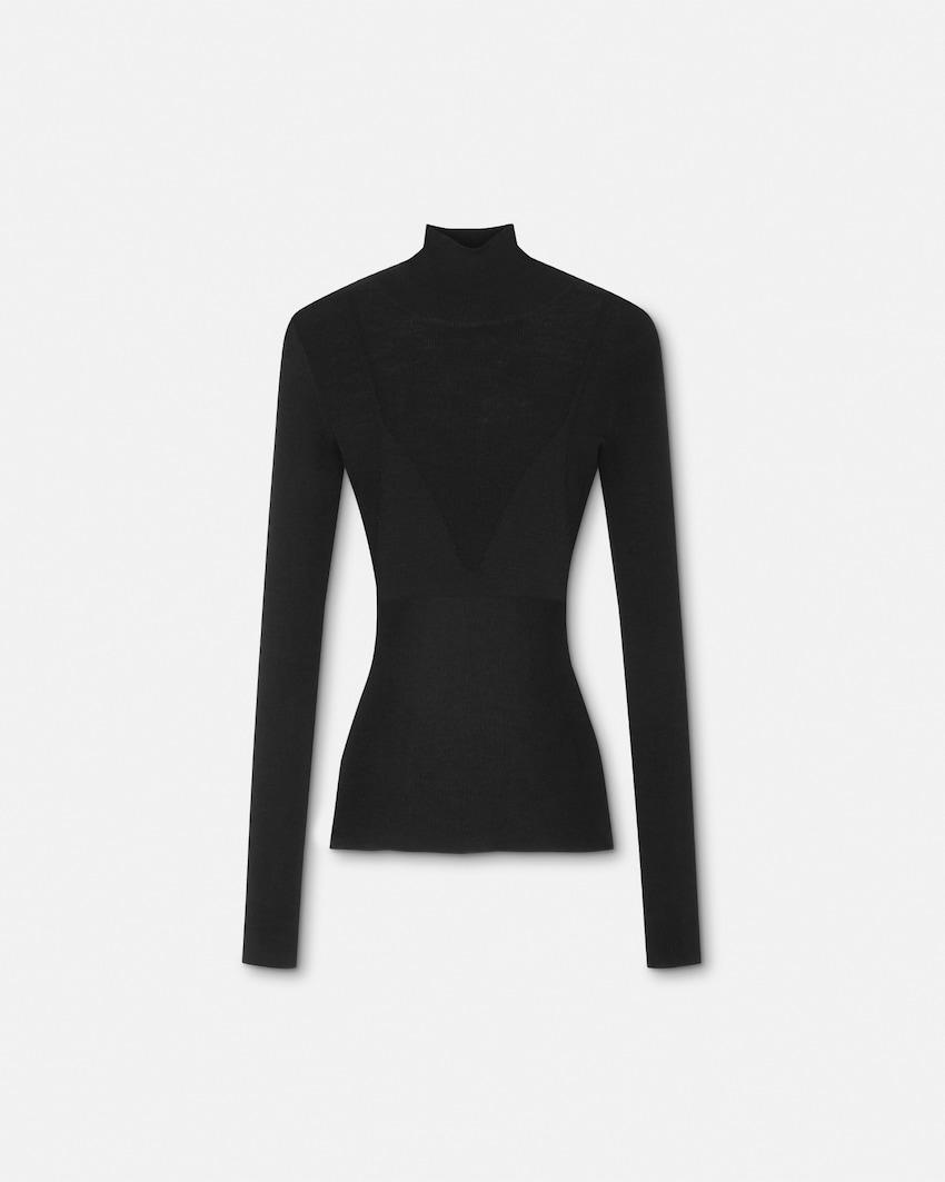 wool ribbed knit turtleneck top by VERSACE