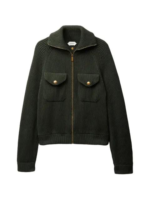 zip ribbed knit jacket by VERSACE