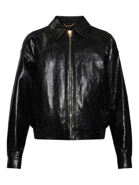 zip-up leather jacket by VERSACE