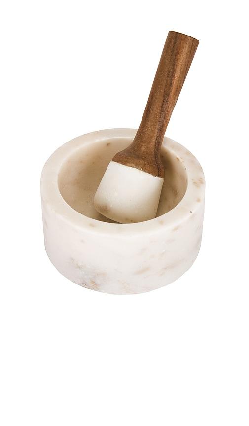 Verve Culture Marble Mortar & Pestle in White,Brown by VERVE CULTURE Verve Culture Marble Mortar & Pestle in White,Brown by VERVE CULTURE