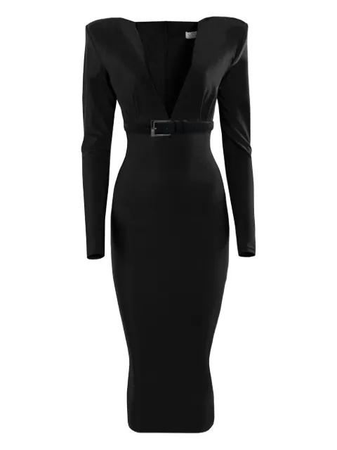 V-neck belted midi dress by VESTIAIRE D'UN OISEAU LIBRE