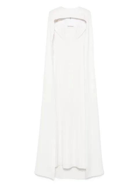 cape-embellished asymmetrical maxi dress by VESTIAIRE D'UN OISEAU LIBRE