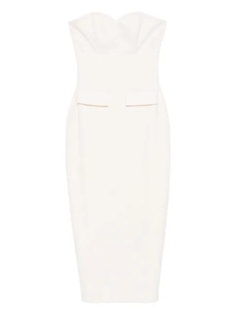 flap-pocket strapless midi dress by VESTIAIRE D'UN OISEAU LIBRE