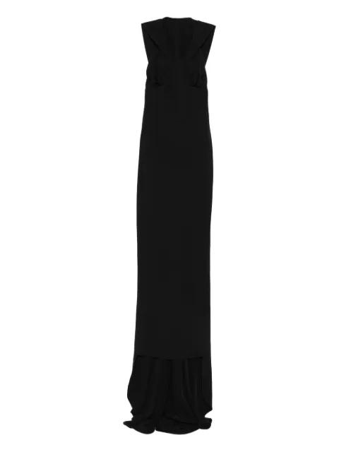 hoodied draped V-neck gown by VESTIAIRE D'UN OISEAU LIBRE