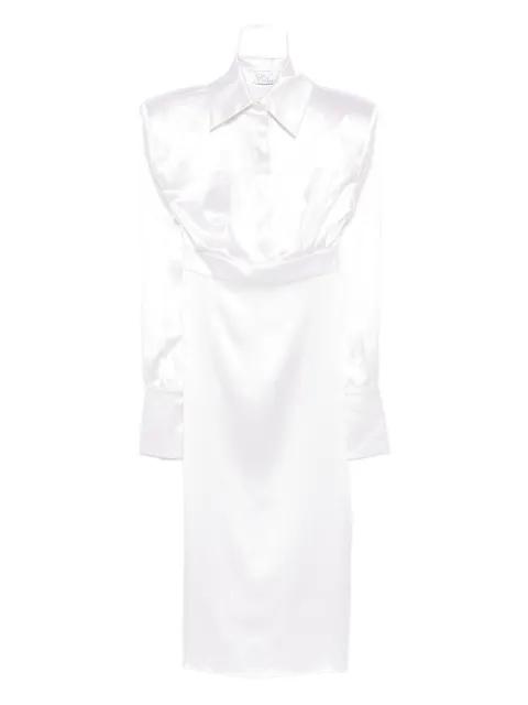 padded-shoulder midi dress by VESTIAIRE D'UN OISEAU LIBRE