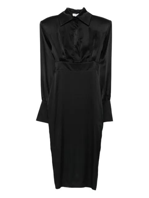 padded-shoulder silk dress by VESTIAIRE D'UN OISEAU LIBRE