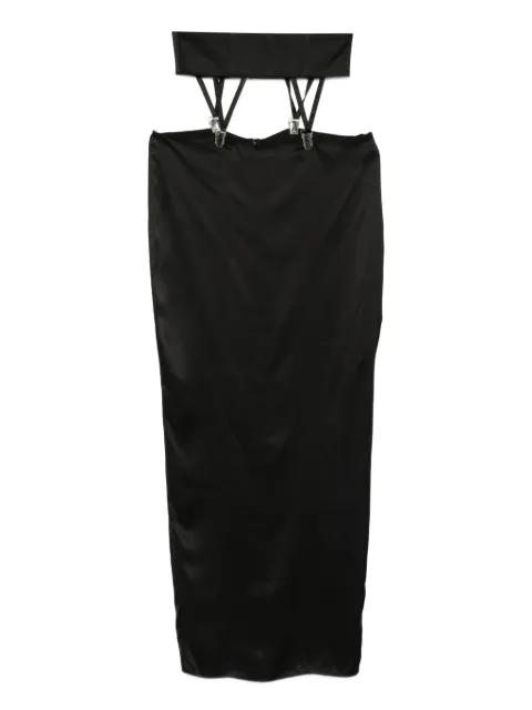 suspenders-detail silk midi skirt by VESTIAIRE D'UN OISEAU LIBRE