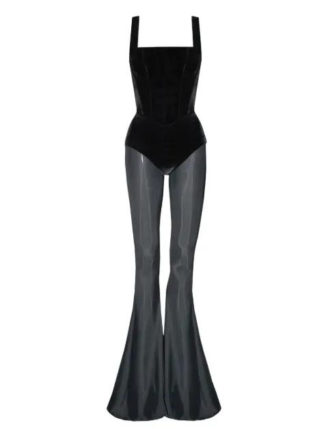 velvet corset jumpsuit by VESTIAIRE D'UN OISEAU LIBRE