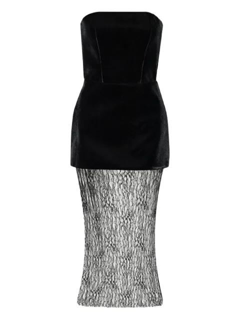 velvet lace midi dress by VESTIAIRE D'UN OISEAU LIBRE