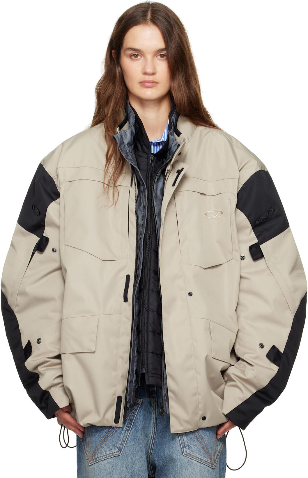 Beige & Black Biker Parka Coat & Jackets Set by VETEMENTS
