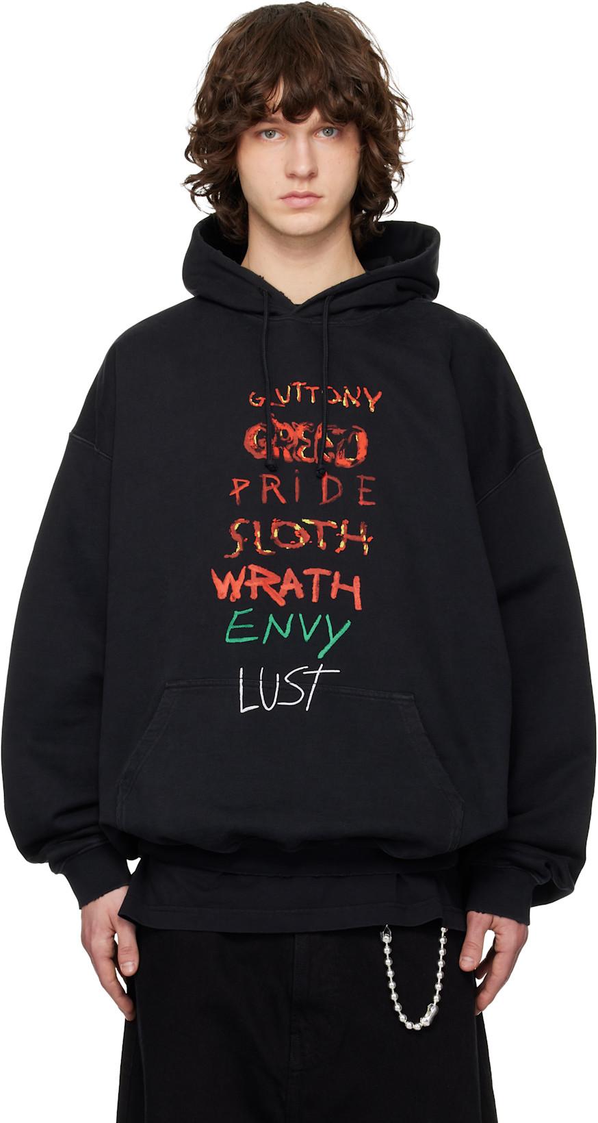 Black 7 Sins Hoodie by VETEMENTS