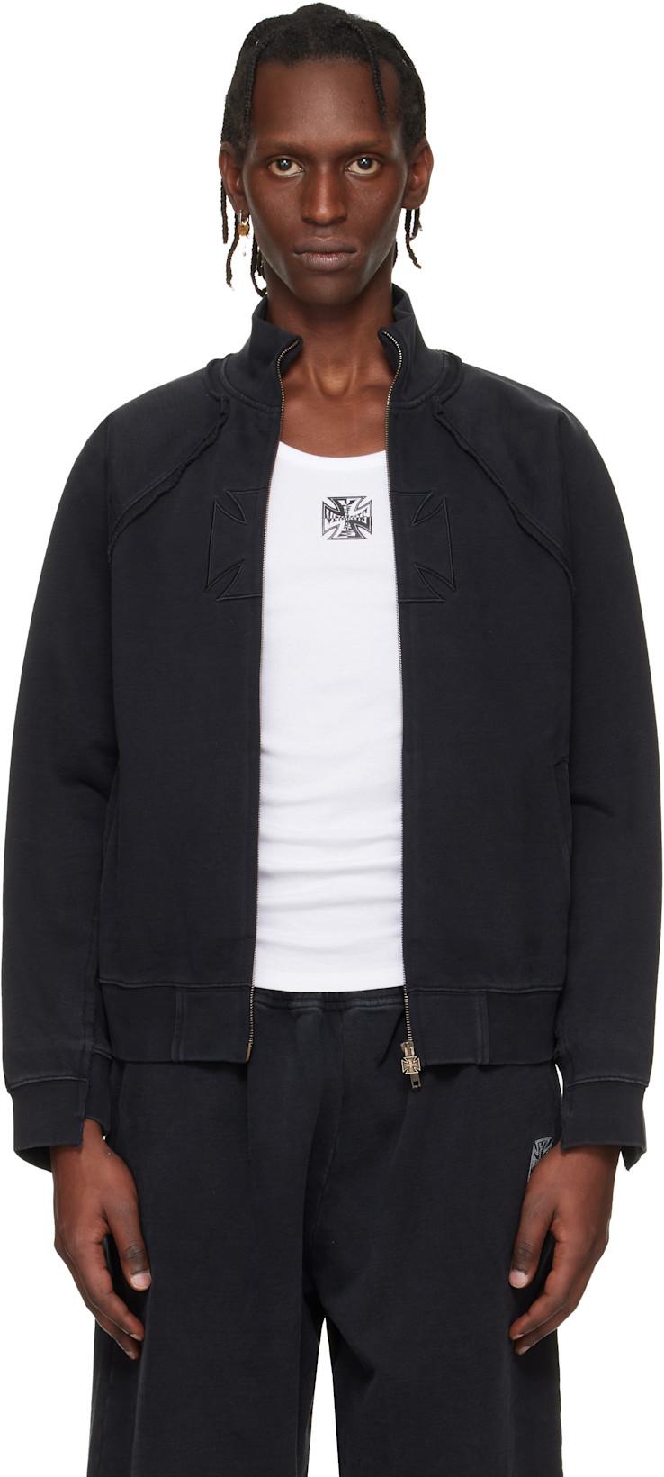 Black Biker Cross Fitted Zip-Up Track Jacket by VETEMENTS