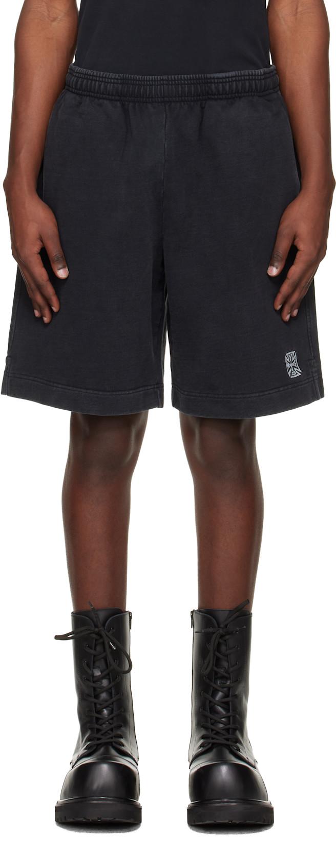 Black Biker Cross Logo Shorts by VETEMENTS