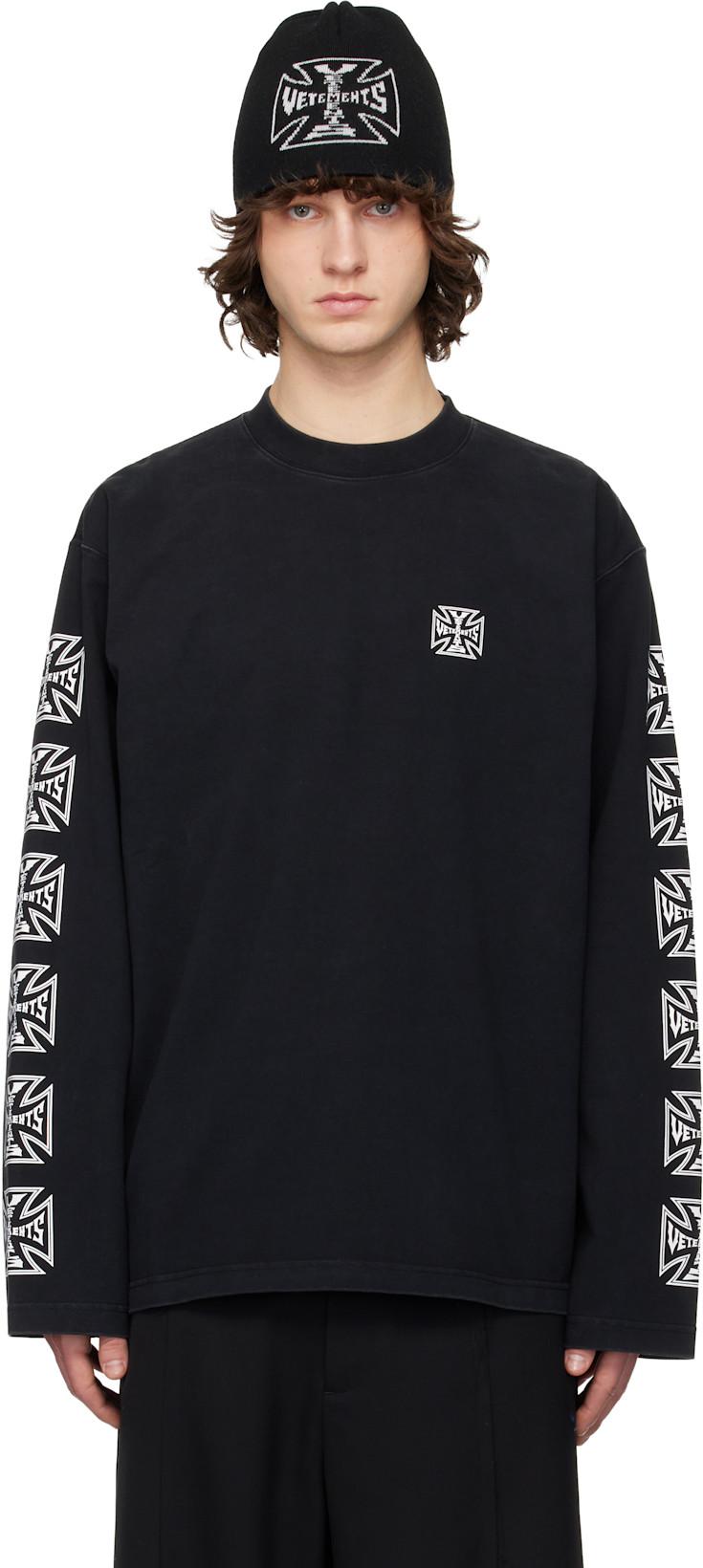 Black Biker Cross Sleeves Longsleeve T-shirt by VETEMENTS