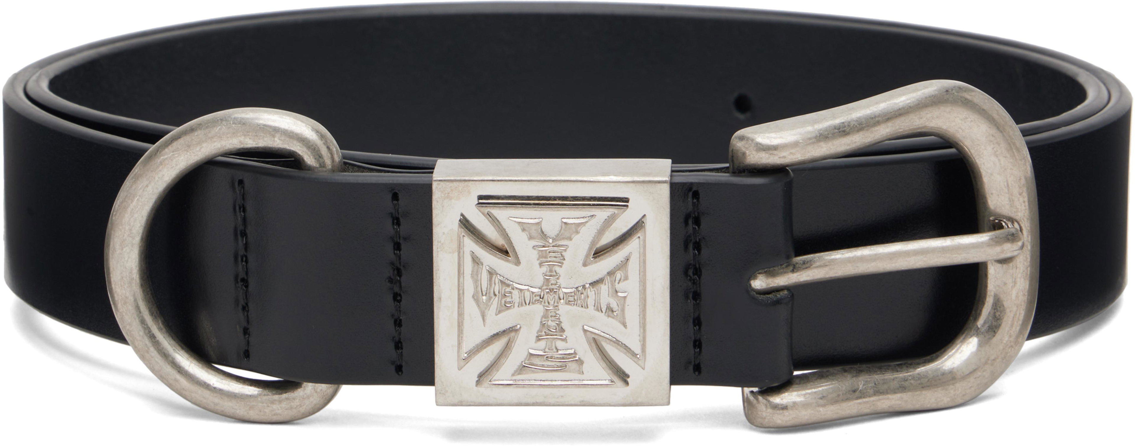 Black Biker Logo Cross ID Belt by VETEMENTS
