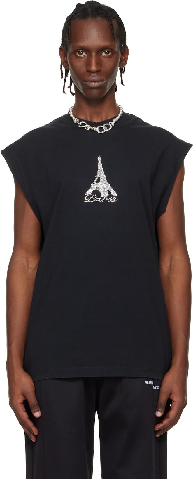 Black Crystal 'Paris' Sleeveless Top by VETEMENTS